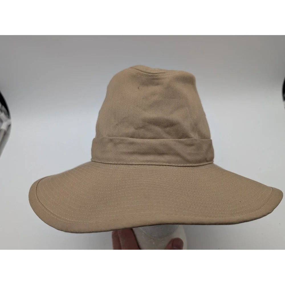 Banana Republic Safari Hat Tan Herringbone Wide Brim Mens Large Vintage Style